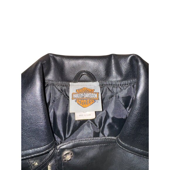 Harley-Davidson Boys Faux Leather Motorcycle Jacket Size 6 With Embroidered Logo - Picture 6 of 13